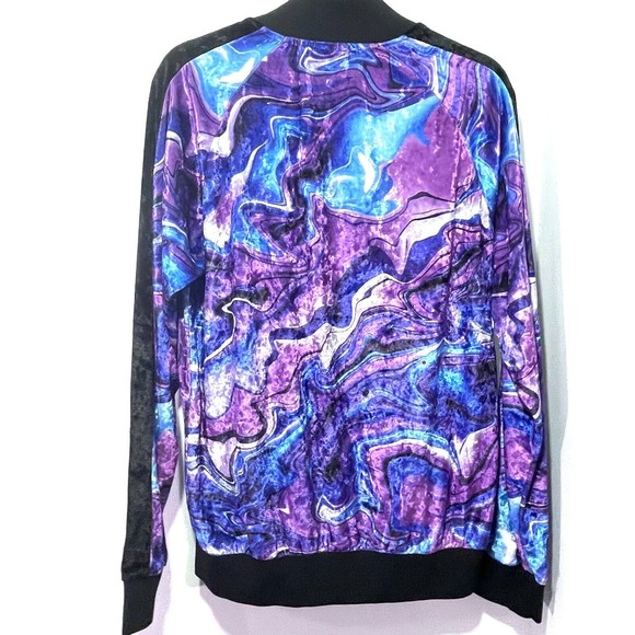 Victorious Soft Velvety Purple Marbled Tracksuit Zip up Top sz M - Picture 6 of 10